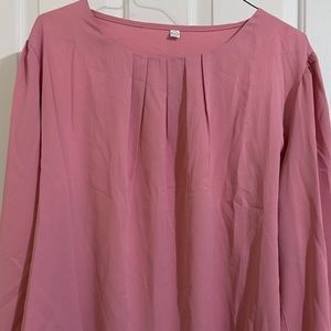 3x Women’s Top Work Blouse Pink Long Sleeve Dressy